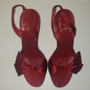 Christian Louboutin Red Satin Bow Sandals 38.5